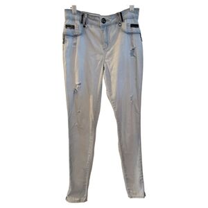 Pitbull Jeans Light Wash Distressed Embellished Jeans Size 6 GUC Luxury